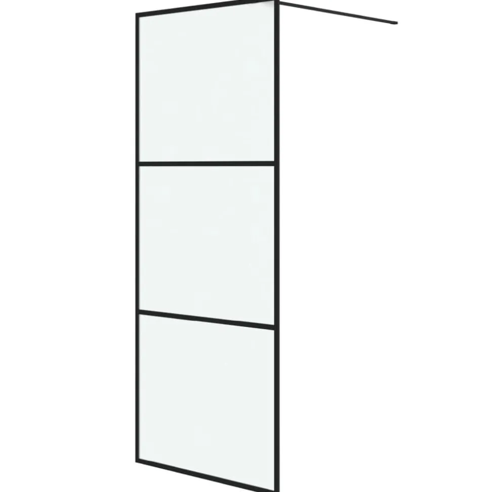vidaXL Inloopdouchewand 80x195 cm mat ESG-glas zwart
