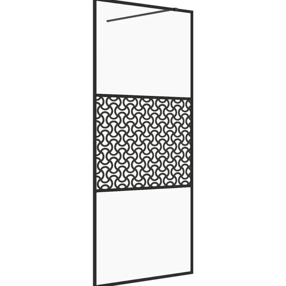 vidaXL Inloopdouchewand 80x195 cm ESG-glas transparant en zwart