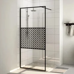 vidaXL Inloopdouchewand 80x195 cm ESG-glas transparant en zwart