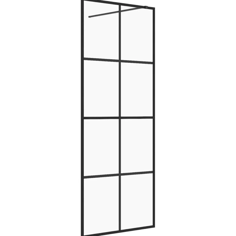 vidaXL Inloopdouchewand 80x195 cm ESG-glas transparant en zwart