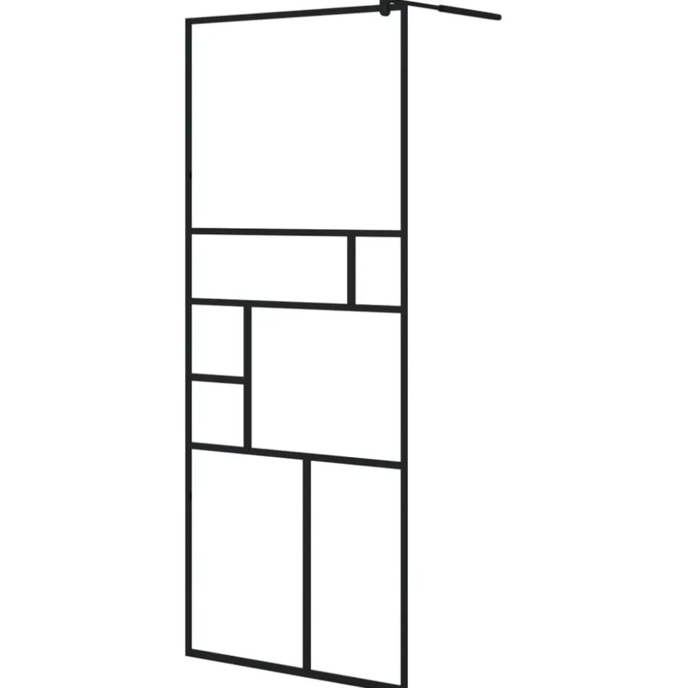 vidaXL Inloopdouchewand 80x195 cm ESG-glas transparant en zwart