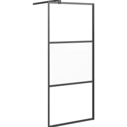 vidaXL Inloopdouchewand 80x195 cm halfmat ESG-glas zwart