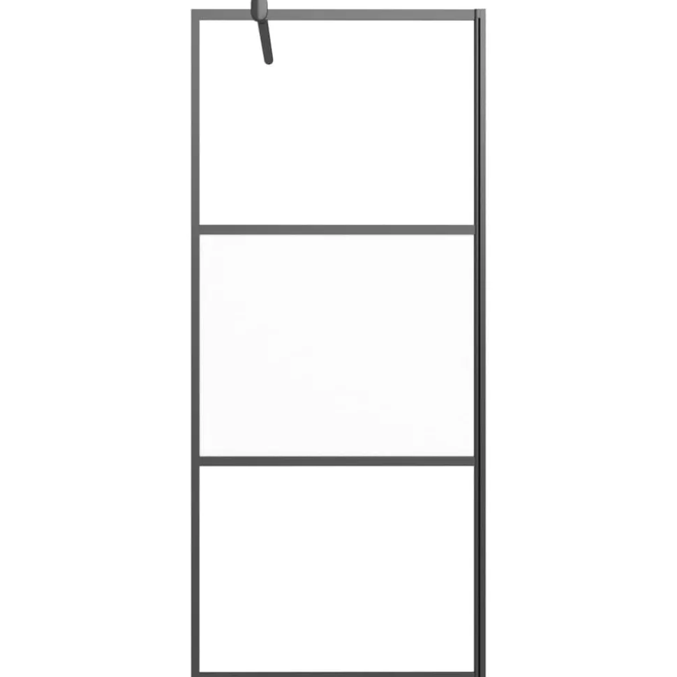 vidaXL Inloopdouchewand 80x195 cm halfmat ESG-glas zwart