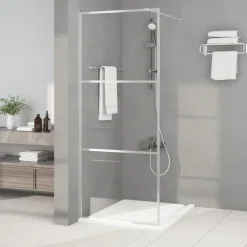vidaXL Inloopdouchewand 80x195 cm transparant ESG-glas zilverkleurig