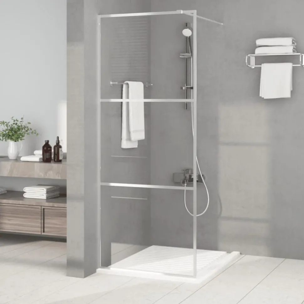 vidaXL Inloopdouchewand 80x195 cm transparant ESG-glas zilverkleurig