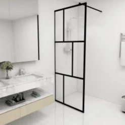 vidaXL Inloopdouchewand 80x195 cm gehard glas zwart