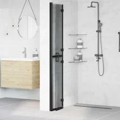 vidaXL Inloopdouchewand Zwart 70 x 6,5 x 190 cm