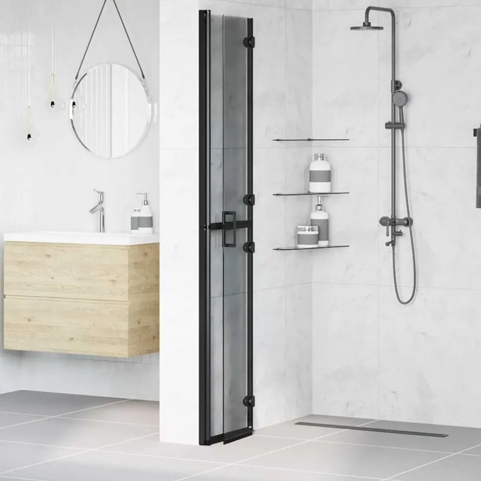 vidaXL Inloopdouchewand Zwart 70 x 6,5 x 190 cm