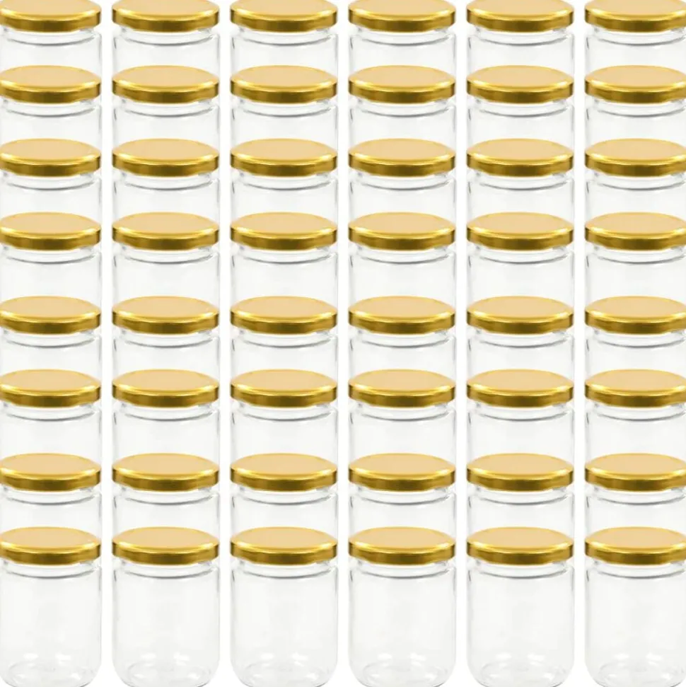vidaXL Jampotten met goudkleurige deksels 48 st 230 ml glas