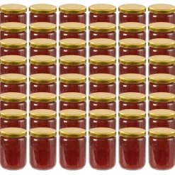 vidaXL Jampotten met goudkleurige deksels 48 st 230 ml glas
