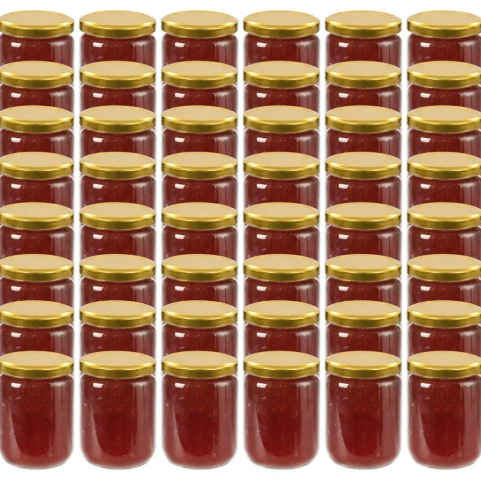 vidaXL Jampotten met goudkleurige deksels 48 st 230 ml glas