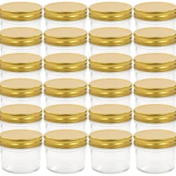 vidaXL Jampotten met goudkleurige deksels 24 st 110 ml glas