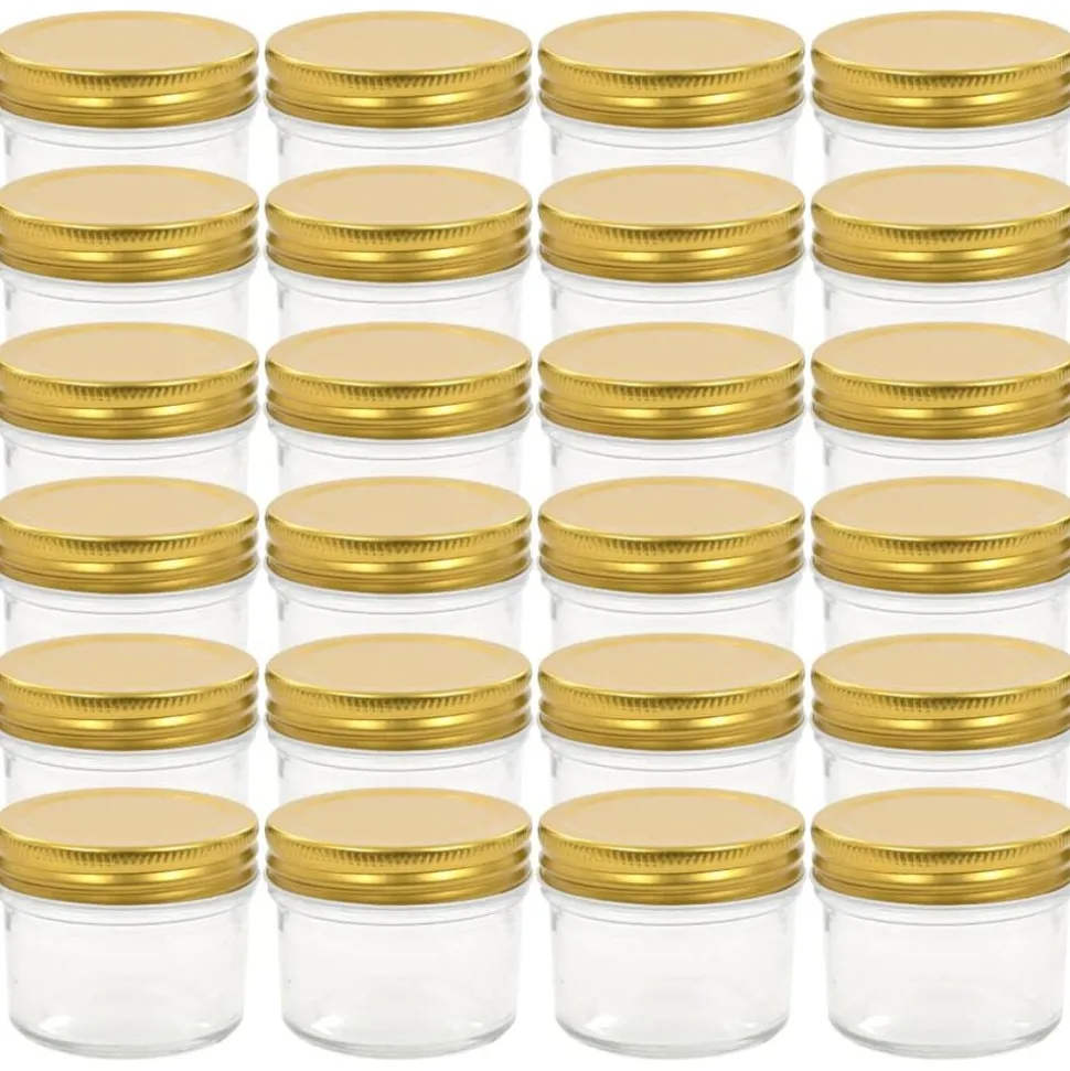 vidaXL Jampotten met goudkleurige deksels 24 st 110 ml glas