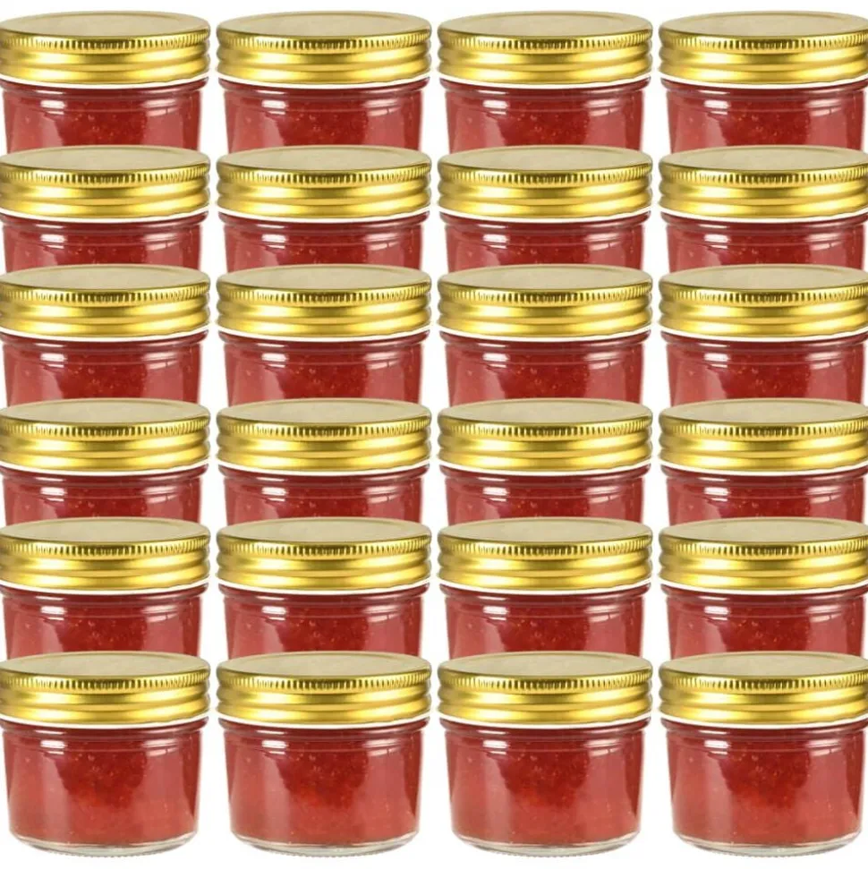 vidaXL Jampotten met goudkleurige deksels 24 st 110 ml glas