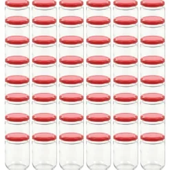 vidaXL Jampotten met rode deksels 48 st 230 ml glas