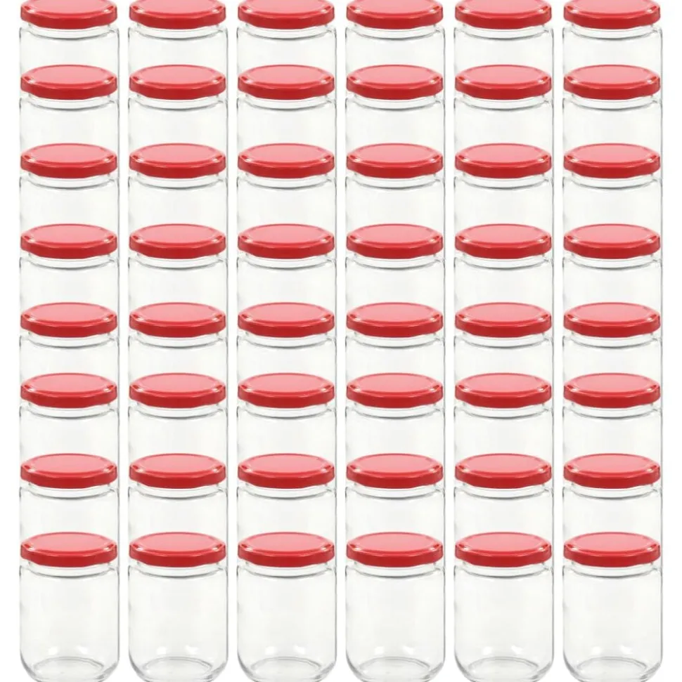 vidaXL Jampotten met rode deksels 48 st 230 ml glas