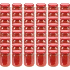 vidaXL Jampotten met rode deksels 48 st 230 ml glas