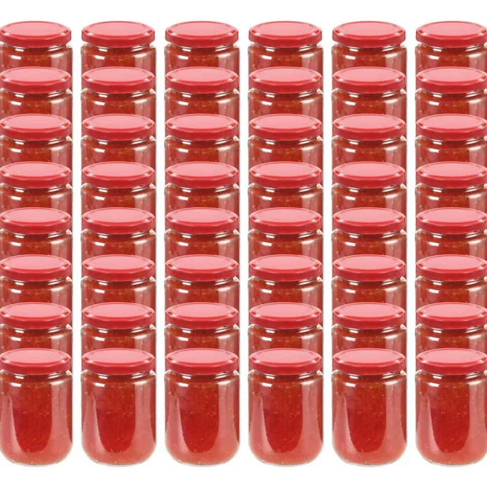 vidaXL Jampotten met rode deksels 48 st 230 ml glas