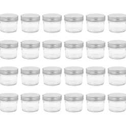 vidaXL Jampotten met zilverkleurige deksels 24 st 110 ml glas