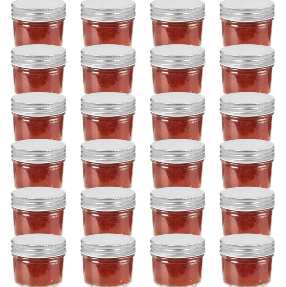 vidaXL Jampotten met zilverkleurige deksels 24 st 110 ml glas