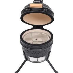 vidaXL Kamado barbecue 2-in-1 56 cm keramiek zwart