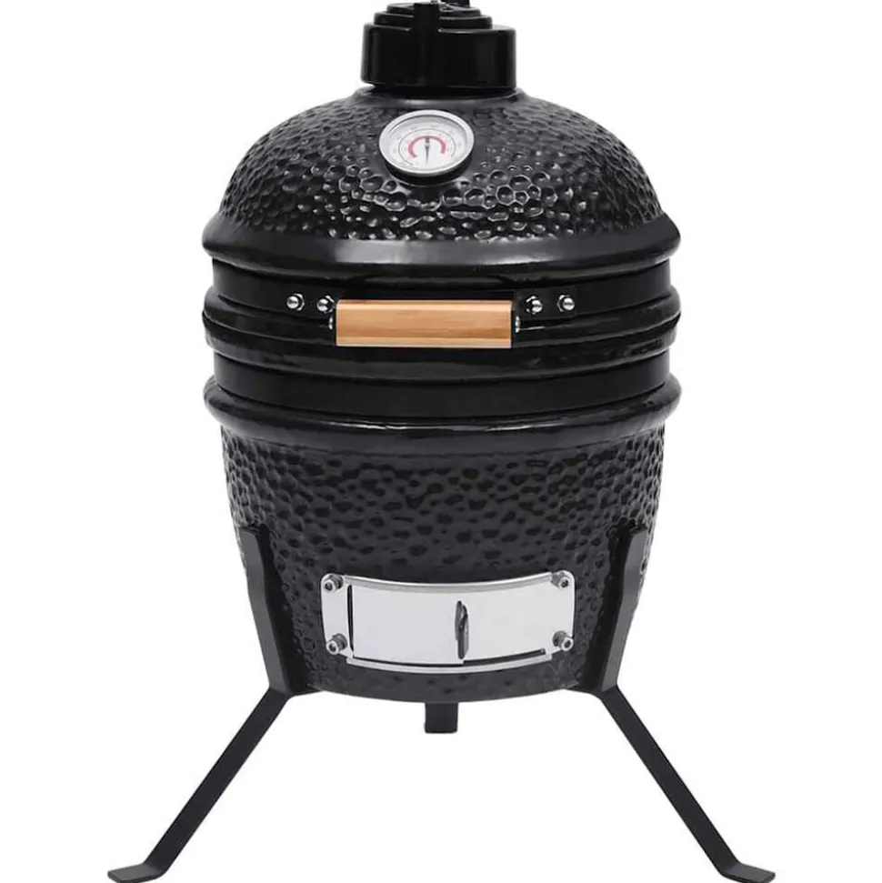 vidaXL Kamado barbecue 2-in-1 56 cm keramiek zwart