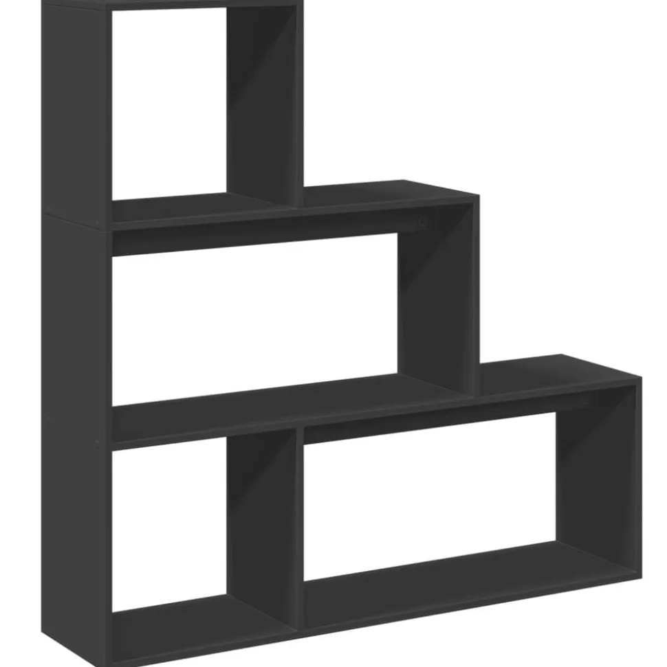 vidaXL Kamerscherm / boekenkast 3-laags 123x29x123 cm hout zwart