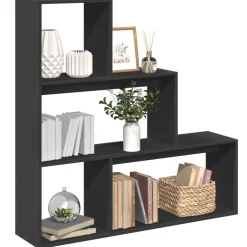 vidaXL Kamerscherm / boekenkast 3-laags 123x29x123 cm hout zwart