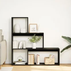 vidaXL Kamerscherm / boekenkast 3-laags 123x29x123 cm hout zwart