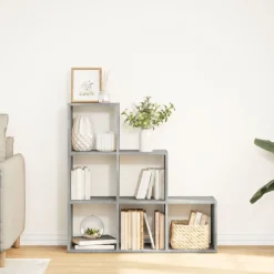 vidaXL Kamerscherm / boekenkast 3-laags 99x29x99 cm hout betongrijs