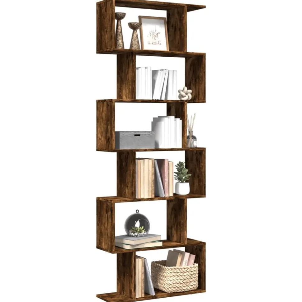 vidaXL Kamerscherm / boekenkast 6-laags 70x24x193 cm hout gerookt eik