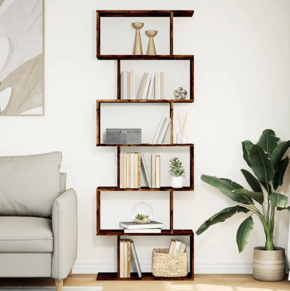 vidaXL Kamerscherm / boekenkast 6-laags 70x24x193 cm hout gerookt eik