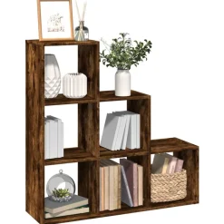 vidaXL Kamerscherm / boekenkast 3-laags 99x29x99 cm hout gerookt eiken