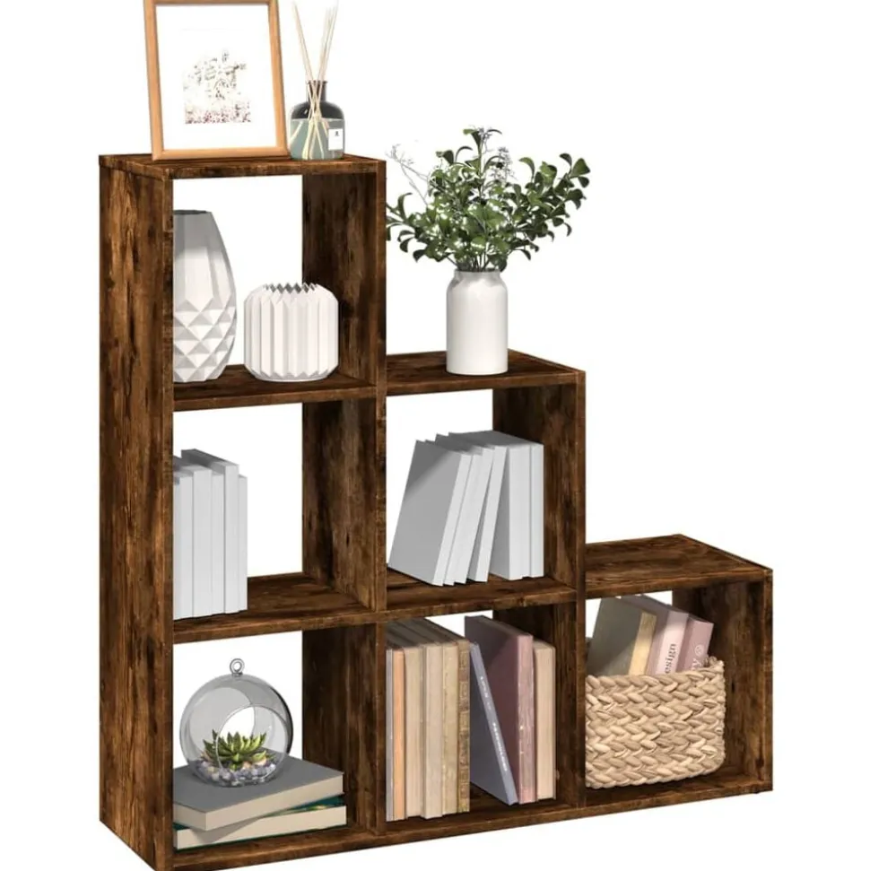 vidaXL Kamerscherm / boekenkast 3-laags 99x29x99 cm hout gerookt eiken