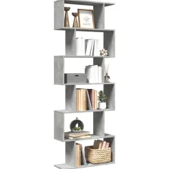 vidaXL Kamerscherm / boekenkast 6-laags 70x24x193 cm hout betongrijs