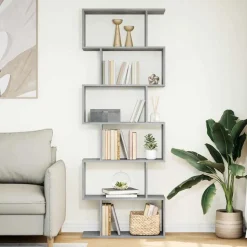 vidaXL Kamerscherm / boekenkast 6-laags 70x24x193 cm hout betongrijs