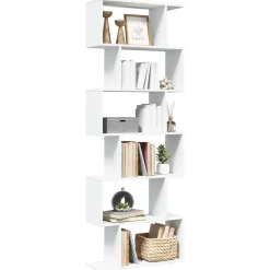 vidaXL Kamerscherm / boekenkast 6-laags 70x24x193 cm bewerkt hout wit