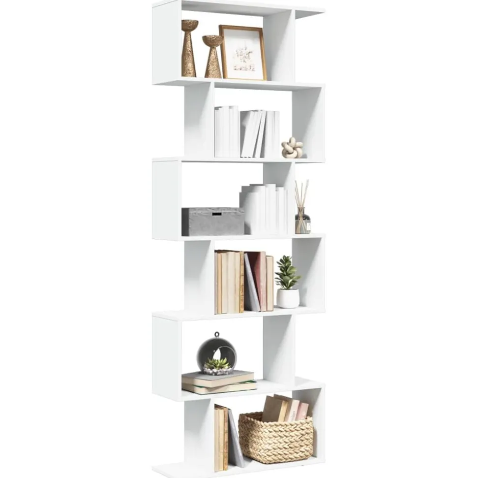 vidaXL Kamerscherm / boekenkast 6-laags 70x24x193 cm bewerkt hout wit