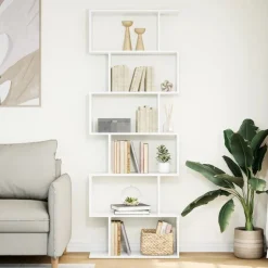 vidaXL Kamerscherm / boekenkast 6-laags 70x24x193 cm bewerkt hout wit