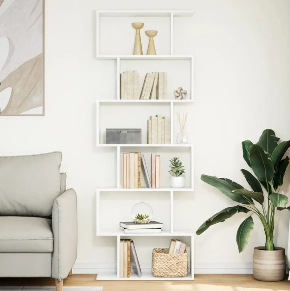 vidaXL Kamerscherm / boekenkast 6-laags 70x24x193 cm bewerkt hout wit