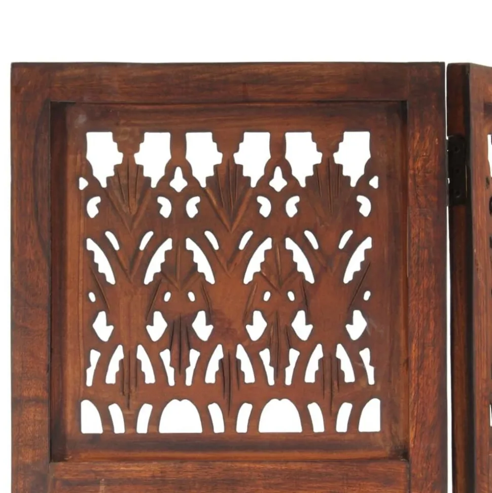 vidaXL Kamerscherm 3 panelen handgesneden 120x165 cm mangohout bruin