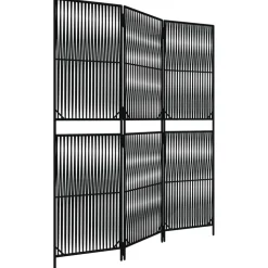 vidaXL Kamerscherm 3 panelen poly rattan zwart