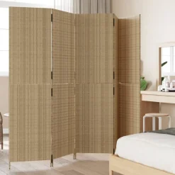 vidaXL Kamerscherm 5 panelen poly rattan beige