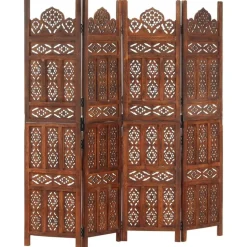vidaXL Kamerscherm 4 panelen handgesneden 160x165 cm mangohout bruin