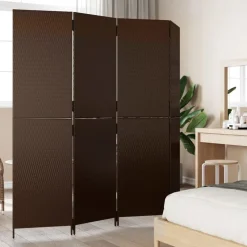 vidaXL Kamerscherm 4 panelen poly rattan bruin