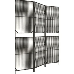 vidaXL Kamerscherm 3 panelen poly rattan grijs