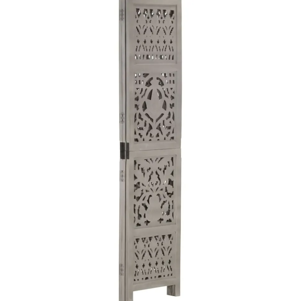 vidaXL Kamerscherm 3 panelen handgesneden 120x165 cm mangohout grijs