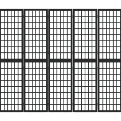 vidaXL Kamerscherm inklapbaar 5 panelen Japanse stijl 200x170 cm zwart