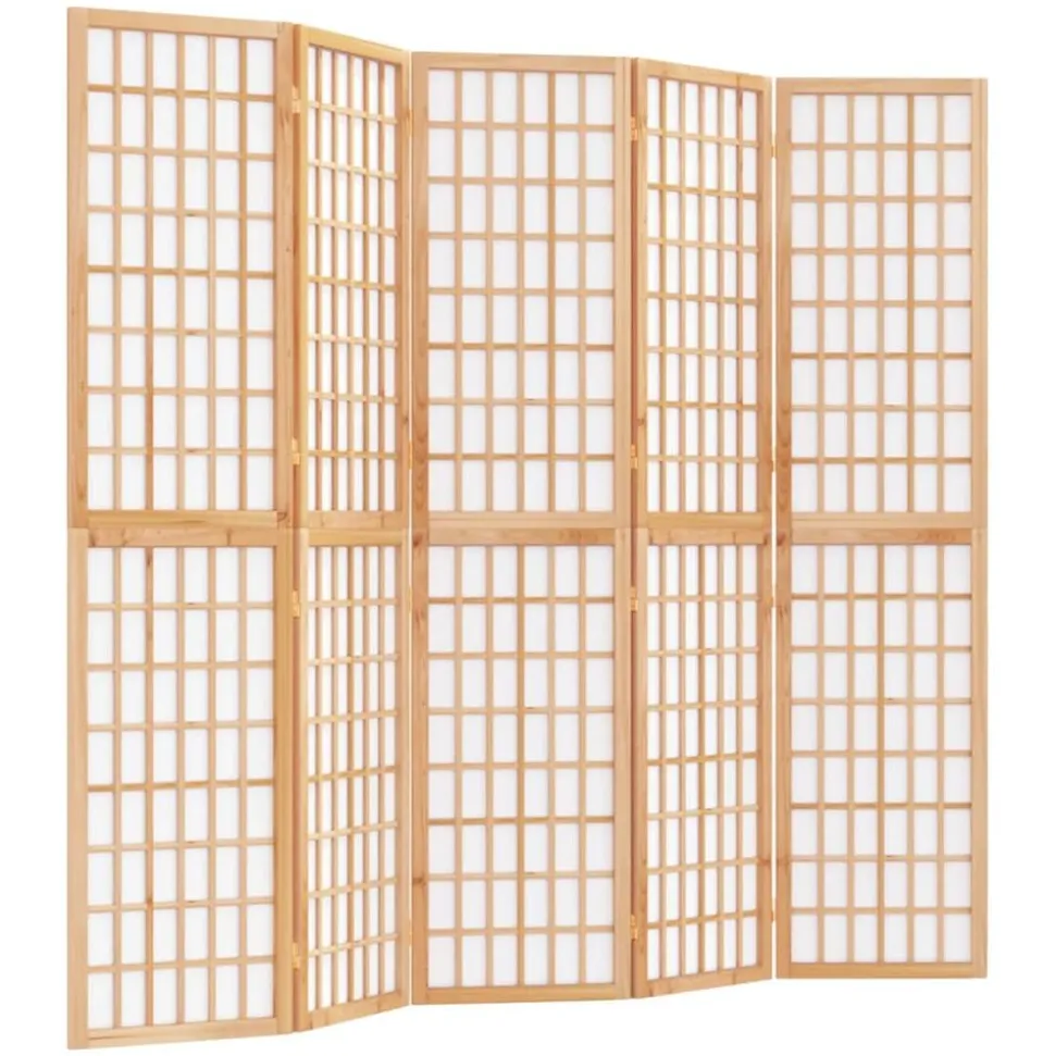 vidaXL Kamerscherm inklapbaar 5 panelen Japanse stijl 200x170 cm