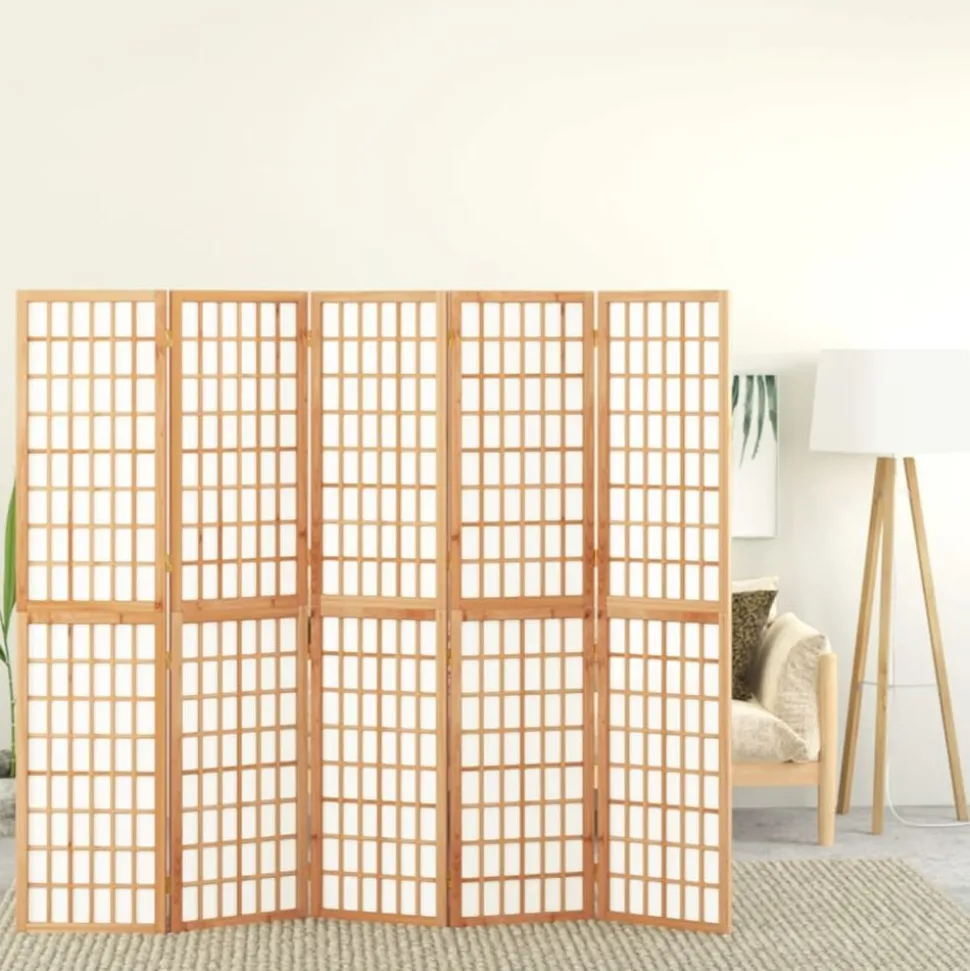 vidaXL Kamerscherm inklapbaar 5 panelen Japanse stijl 200x170 cm